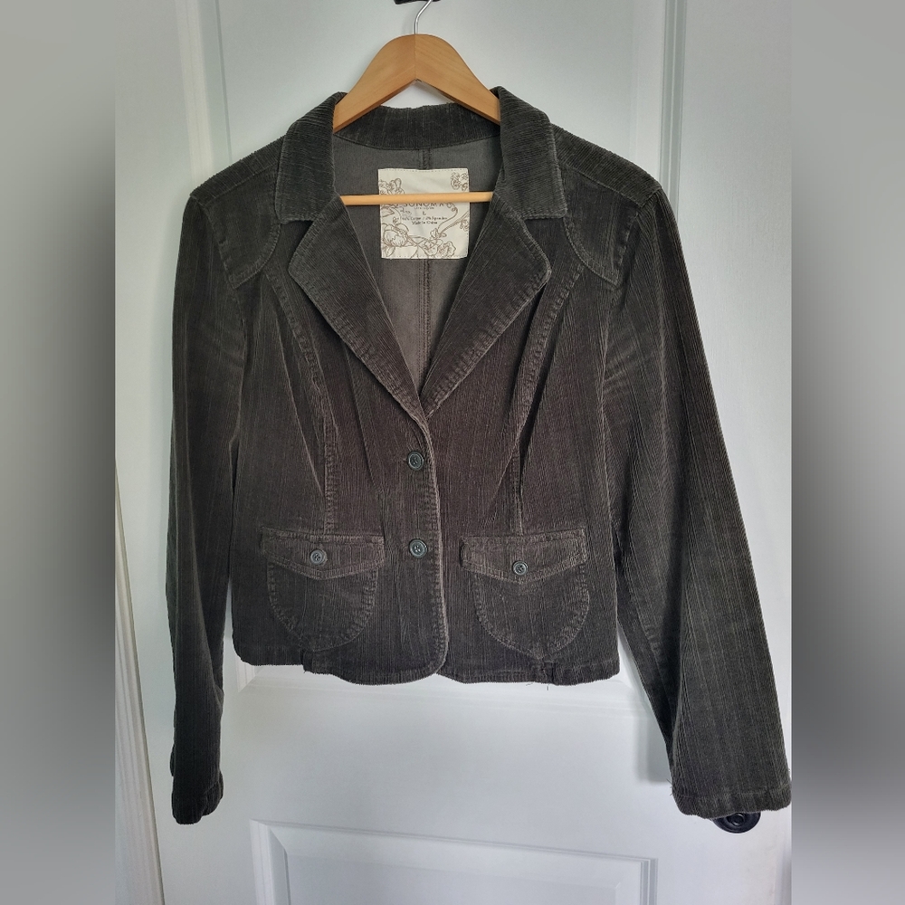 Olive green cordoroy blazer, size L